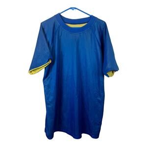 Mens Reversible Jersey T-Shirt Tee Shirt Sports Practice Scrimmage Blue Yellow